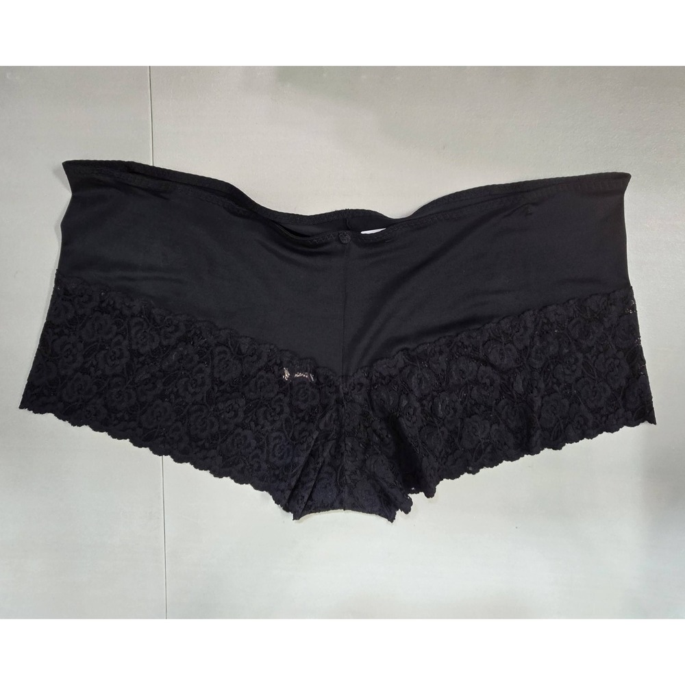 Avenue Body Women Panties 30/32 Black Floral Lace Cheeky Boy Shorts NWT